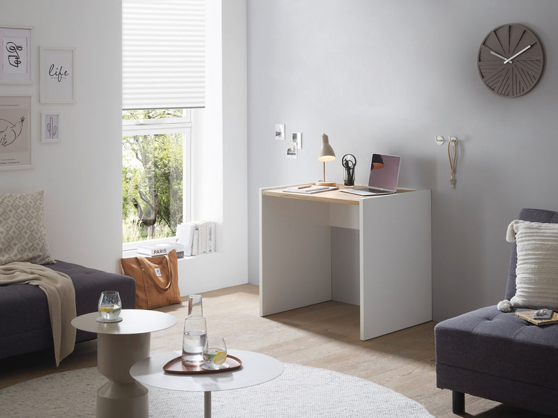 Birou City Giron in stil minimalist alb cu stejar 80 cm lungime
