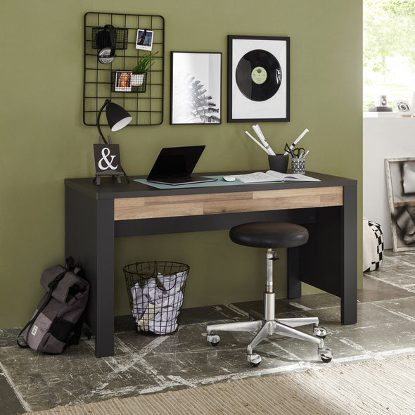 Birou Dallas gri grafit cu design minimalist 140 cm lățime - LunaHome.ro