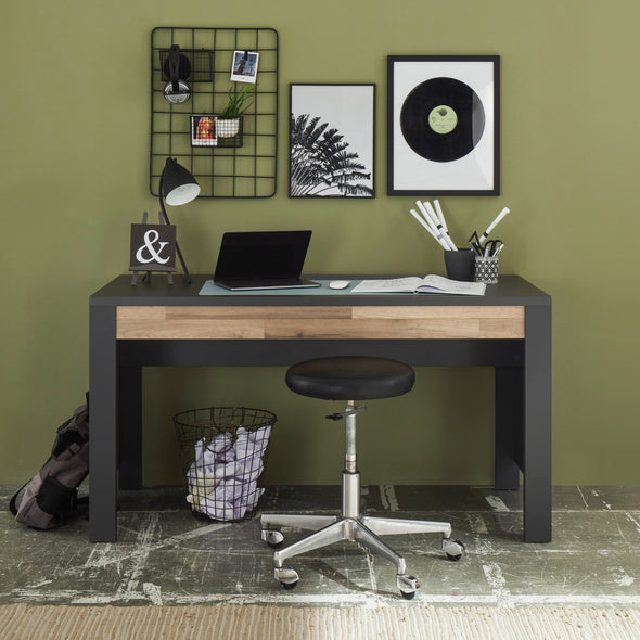 Birou Dallas gri grafit cu design minimalist 140 cm lățime - LunaHome.ro