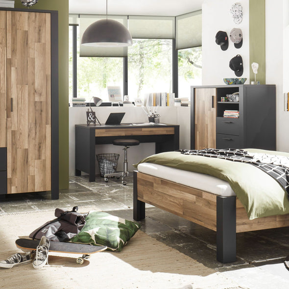 Birou Dallas gri grafit cu design minimalist 140 cm lățime - LunaHome.ro