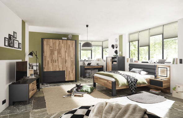 Birou Dallas gri grafit cu design minimalist 140 cm lățime - LunaHome.ro