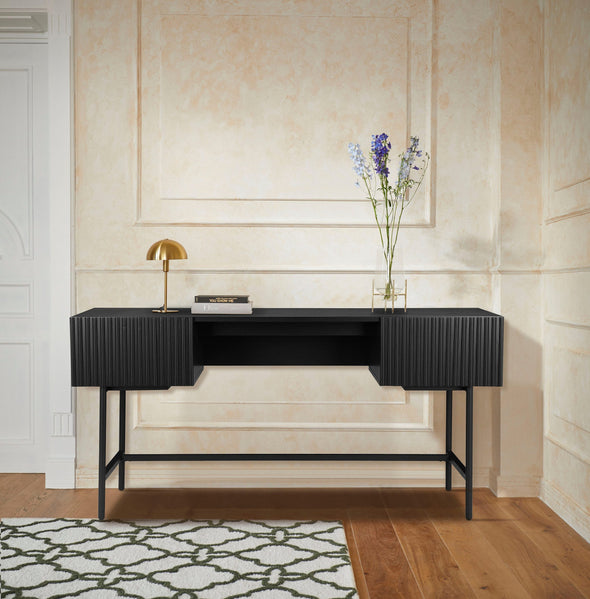 Birou Dave cu design elegant retro si cadru metalic negru 160 cm - LunaHome.ro
