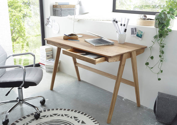 Birou Delia din lemn de stejar natur cu sertare 120 cm - LunaHome.ro