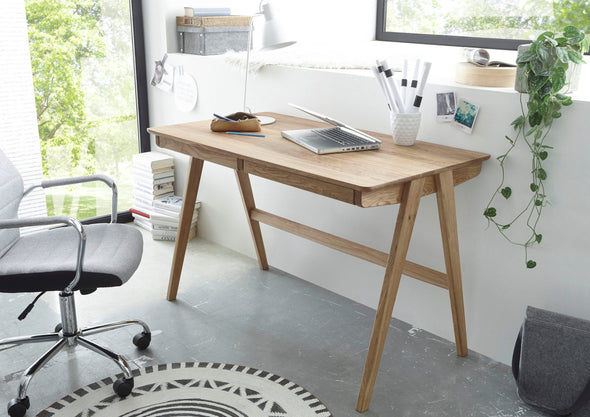 Birou Delia din lemn de stejar natur cu sertare 120 cm - LunaHome.ro