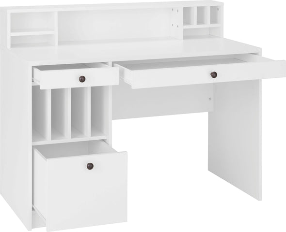 Birou Licia alb cu multe compartimente 120 cm lungime - LunaHome.ro