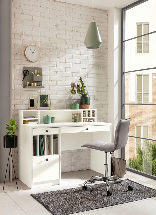Birou Licia alb cu multe compartimente 120 cm lungime - LunaHome.ro