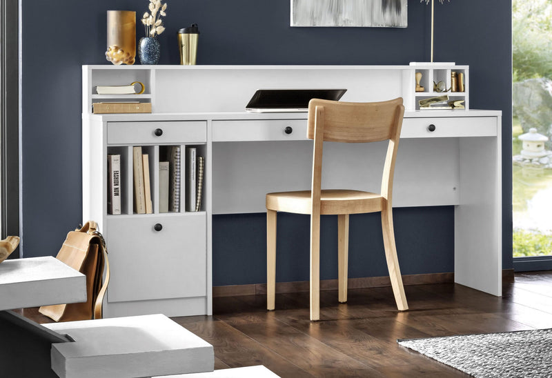 Birou Licia cu 4 sertare si mult spatiu de depozitare alb, 158 cm latime - LunaHome.ro