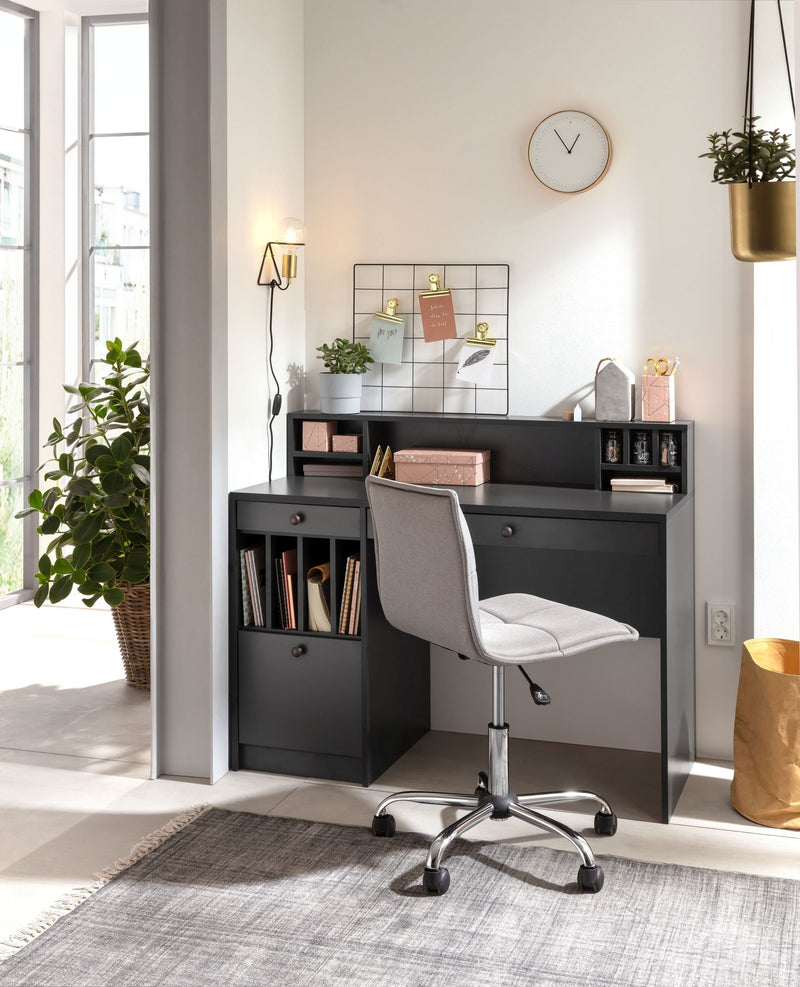 Birou Licia negru cu multe compartimente 120 cm lungime - LunaHome.ro