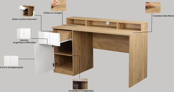Birou Lund cu aspect modern in 2 culori 140 cm lățime - LunaHome.ro