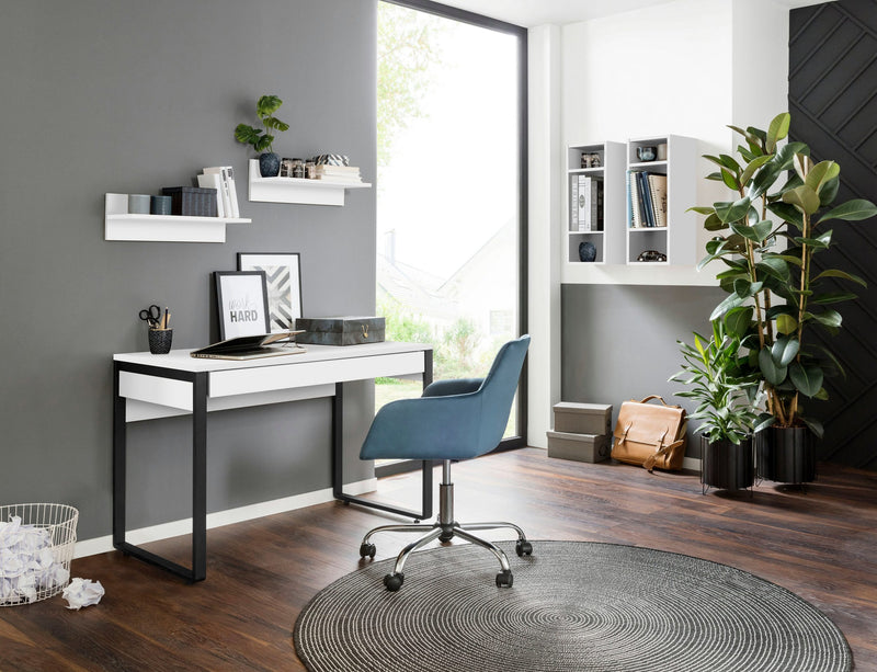 Birou Moid din PAL alb, cu picioare metalice, 120 cm - LunaHome.ro