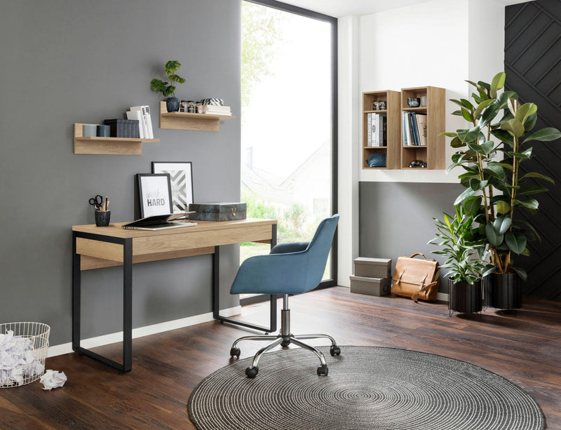 Birou Moid din PAL culoare stejar cu picioare metalice, 120 cm - LunaHome.ro