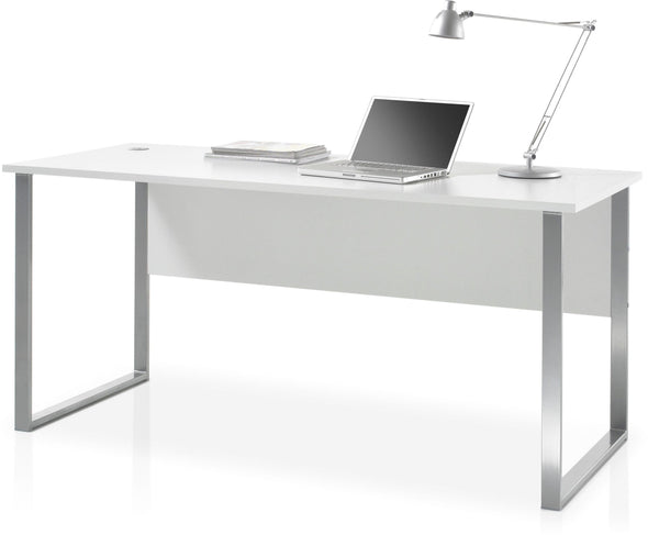 Birou OfficeLux gri deschis cu cadru din metal argintiu 170 cm lățime - LunaHome.ro