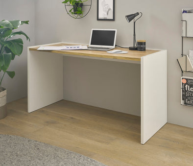 Birou City Giron in stil minimalist alb cu stejar 143 cm lungime - LunaHome.ro