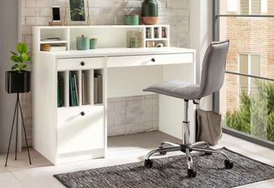 Birou Licia alb cu multe compartimente 120 cm lungime - LunaHome.ro