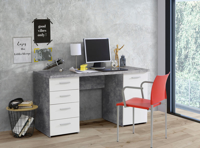 Birou »Netta« cu aspect de beton, foarte practic, latime 145 cm - LunaHome.ro