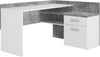 Birou de colț Forte alb cu gri beton cu depozitare 112x140 cm - LunaHome.ro