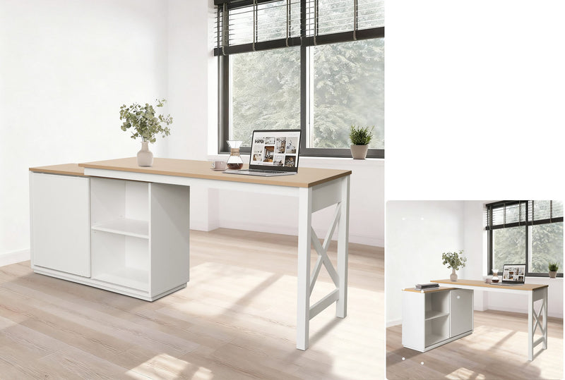Birou de colț Silba reversibil alb cu comoda 140 cm - LunaHome.ro