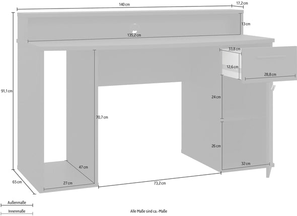 Birou de gaming AYO cu iluminare LED 140 cm - LunaHome.ro