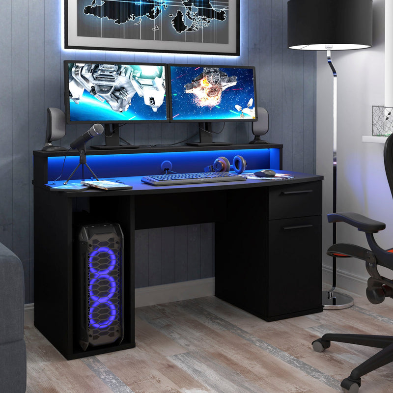 Birou de gaming AYO cu iluminare LED 140 cm - LunaHome.ro