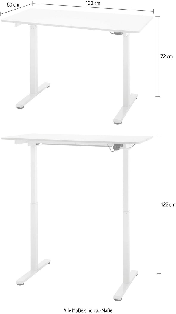 Birou electric Nakuru reglabil pe inaltime alb 120 cm - LunaHome.ro