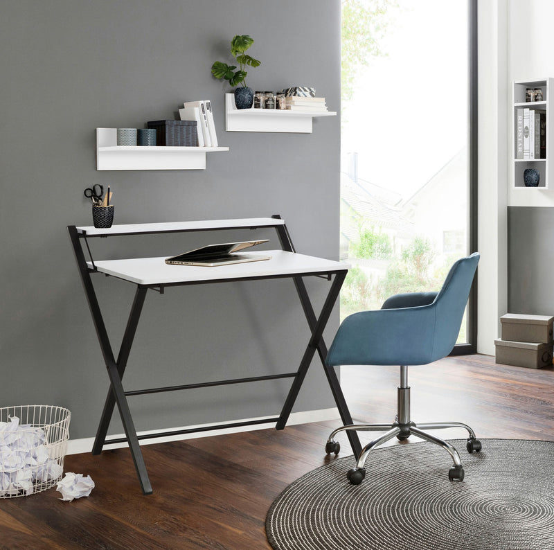 Birou minimalist Sulby alb cu cadru negru 86,5 cm lățime - LunaHome.ro