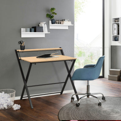 Birou minimalist Sulby culoare stejar cu cadru negru 86,5 cm lățime - LunaHome.ro