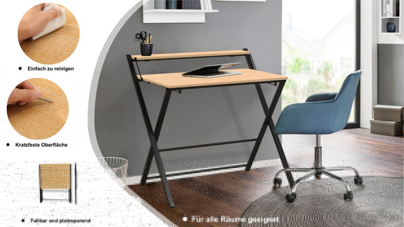 Birou minimalist Sulby culoare stejar cu cadru negru 86,5 cm lățime - LunaHome.ro