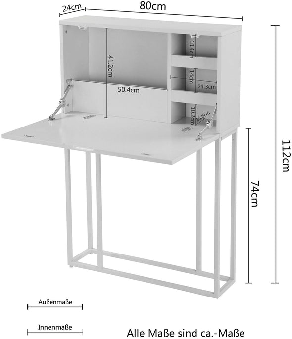 Birou pliabil Ranya crem din Mdf, 80 cm latime - LunaHome.ro