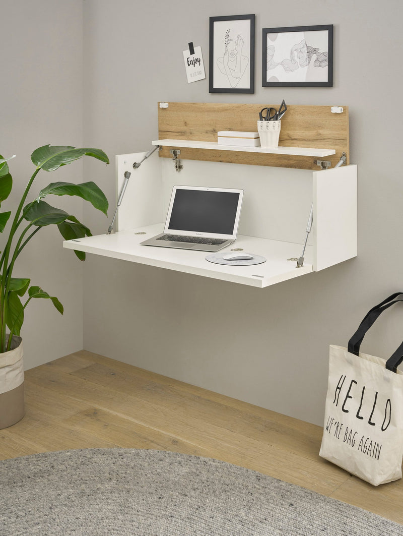 Birou secretaire de perete City Giron alb, 100 cm latime - LunaHome.ro