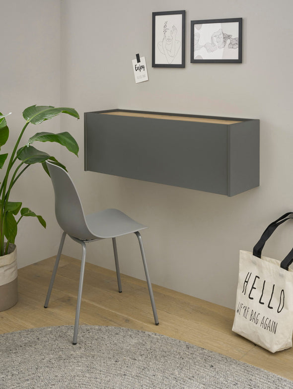 Birou secretaire de perete City Giron gri antracit, 100 cm latime - LunaHome.ro