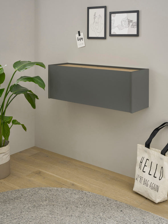 Birou secretaire de perete City Giron gri antracit, 100 cm latime - LunaHome.ro