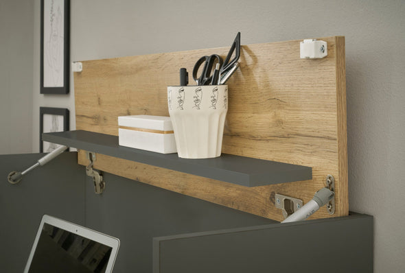Birou secretaire de perete City Giron gri antracit, 100 cm latime - LunaHome.ro