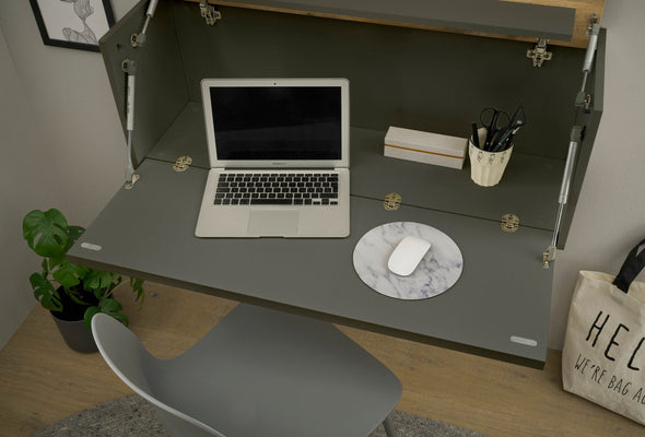 Birou secretaire de perete City Giron gri antracit, 100 cm latime - LunaHome.ro