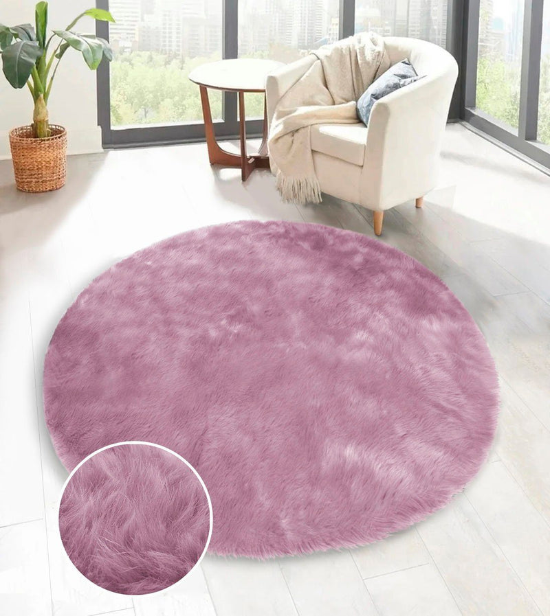 Blăniță eco rotundă mov Valeska foarte moale si pufoasa, 175 cm - LunaHome.ro