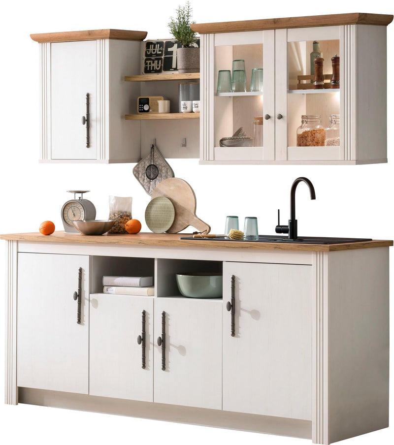 Bucătărie Westminster cu aspect de lemn, 204 cm lungime - LunaHome.ro