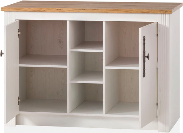 Bucatarie chicineta Westminster alb cu aspect de lemn 130 cm - LunaHome.ro