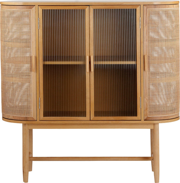 Bufet Couch cu usi din rattan si sticla, 120 cm latime - LunaHome.ro