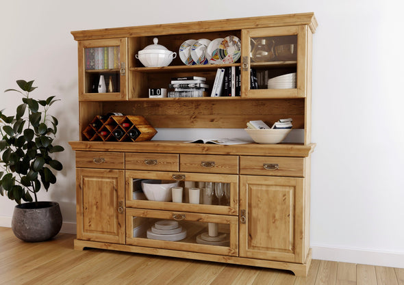 Bufet Ruegen din lemn masiv de pin natur, 180 cm latime - LunaHome.ro
