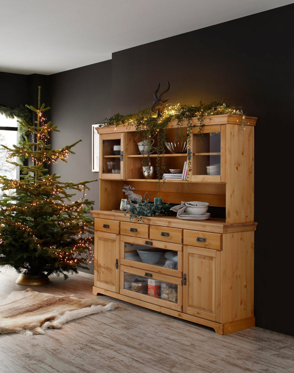 Bufet Ruegen din lemn masiv de pin natur, 180 cm latime - LunaHome.ro