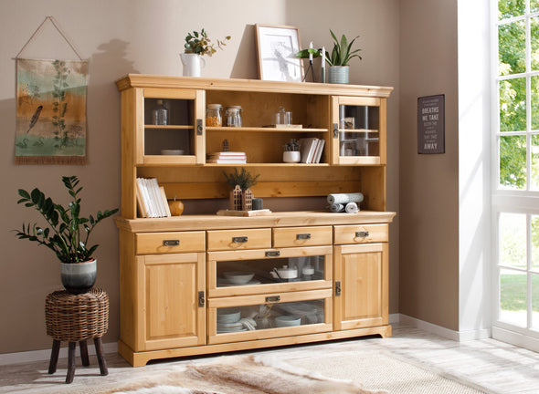 Bufet Ruegen din lemn masiv de pin natur, 180 cm latime - LunaHome.ro