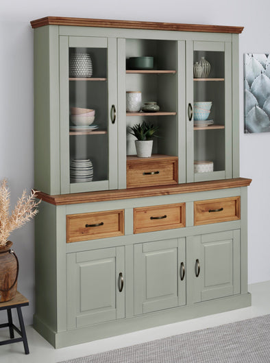 Bufet Selma din lemn masiv de pin, verde salvie înălțime 180 cm - LunaHome.ro