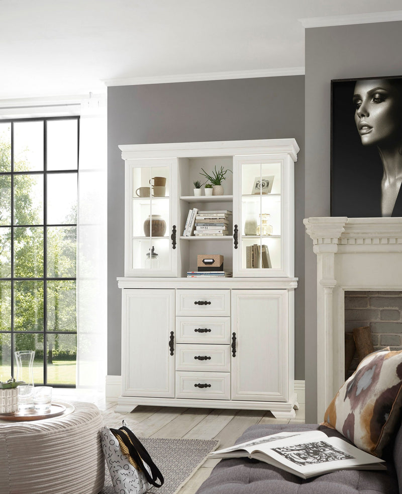 Bufet alb Royal cu design exclusivist foarte elegant, 128 cm latime - LunaHome.ro