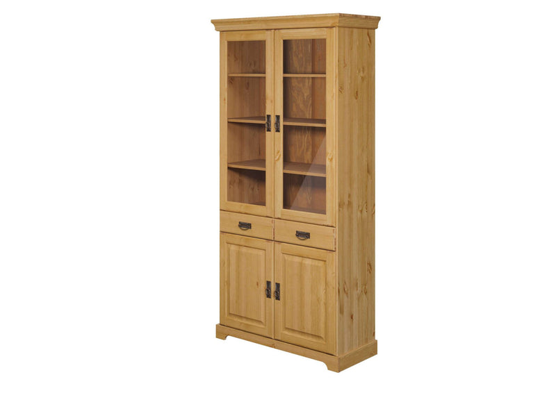 Bufet cu vitrina Ruegen din lemn de pin natur 95 cm - LunaHome.ro