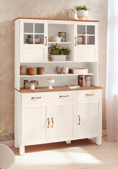 Bufet de bucătărie Alby din lemn de pin alb rustic 125 cm