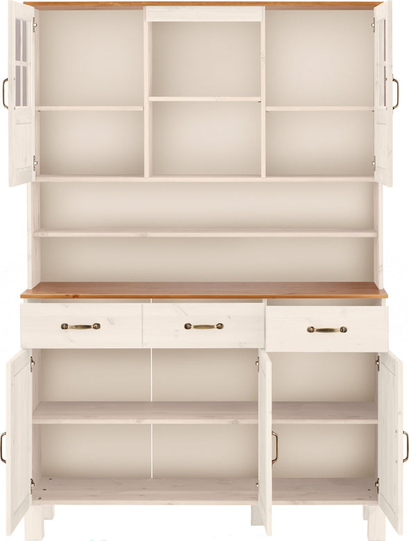 Bufet de bucătărie Alby din lemn de pin alb rustic 125 cm