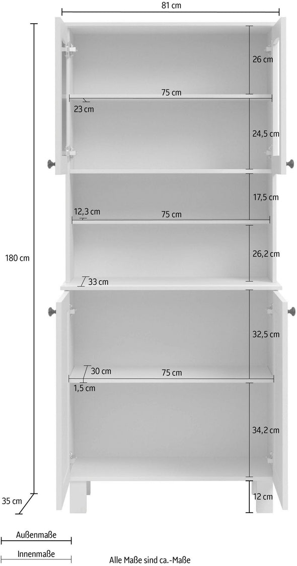 Bufet de bucatarie Osby din lemn de pin natur 81 cm lățime - LunaHome.ro