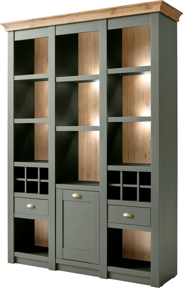 Bufet vitrina »Cambridge« cu design elegant verde inchis, 147 cm latime - LunaHome.ro