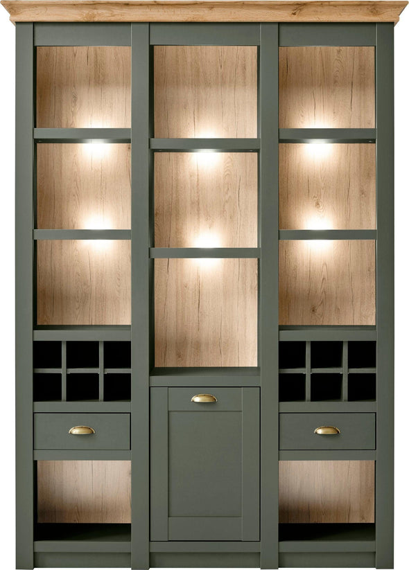 Bufet vitrina »Cambridge« cu design elegant verde inchis, 147 cm latime - LunaHome.ro