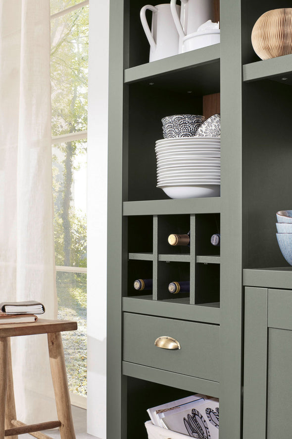 Bufet vitrina »Cambridge« cu design elegant verde inchis, 147 cm latime - LunaHome.ro