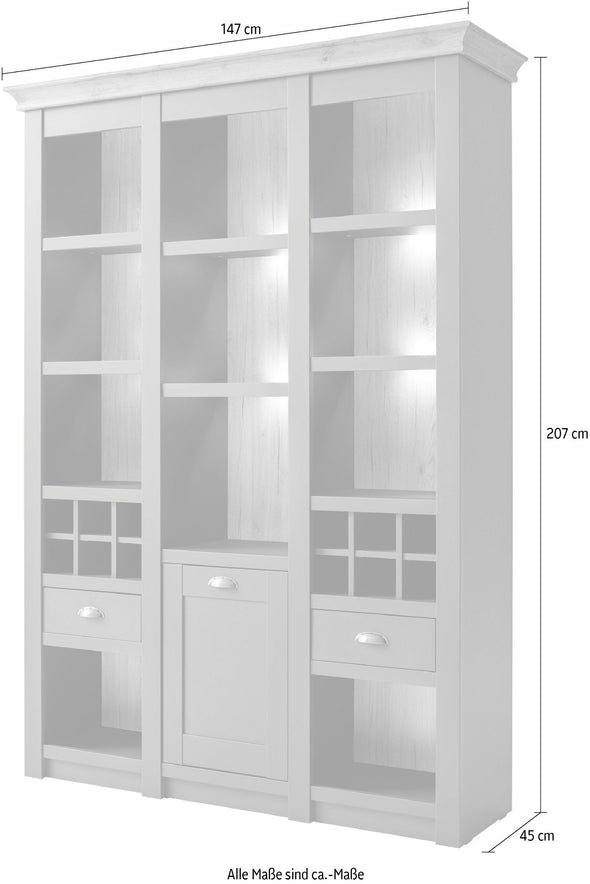 Bufet vitrina »Cambridge« cu design elegant verde inchis, 147 cm latime - LunaHome.ro